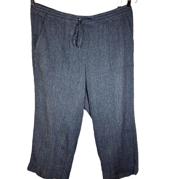 J.Jill Womens Linen Pull On Light Weight‎ Pant Blue Pockets Career Wear Size XL - Picture 1 of 9